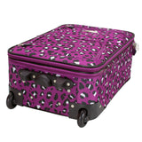 Rockland Fashion Softside Upright Luggage Set, Expandable,Telescopic Handle,Wheel, Purple Leopard, 2-Piece (14/19)
