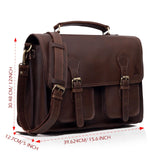 Leather Messenger Bag For Men - leather laptop bag briefcase for women - Mens Satchel Bag, 18 Inch Brown Genuine Buffalo Leather Computer Bag For Work
