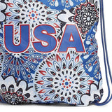 Vera Bradley Drawstring Backpack/Shoulder Bag, Fireworks Medallion/Red White Blue