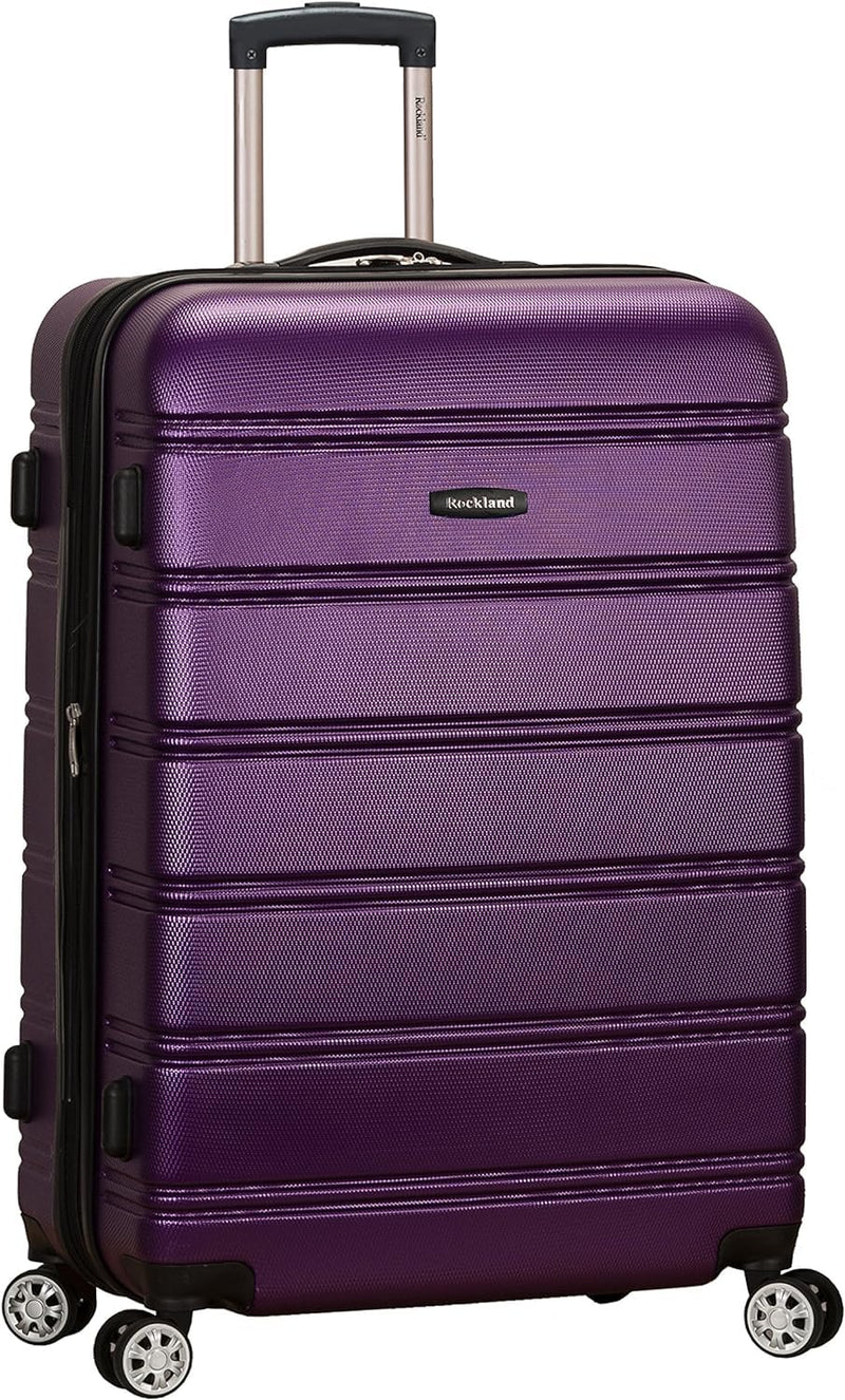Rockland Melbourne Hardside Expandable Spinner Wheel Luggage, Purple, Checked-Medium 24-Inch