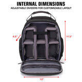 USA Gear Portable Camera Backpack for DSLR with Customizable Accessory Dividers, Weather Resistant Bottom and Comfortable Back Support - Compatible with Canon, Nikon, Sony, Fujifilm, and More (Black)
