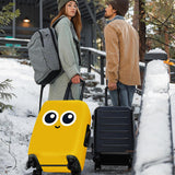 ANNA QUEEN Cute Smiley Face Luggage Cover, Yellow Cartoon Suitcase Protector with Big Eyes Design, Stretchable, Washable Travel Cover for 28-30 Inch Luggage
