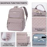 EMPSIGN Laptop Backpack Purse for Women and Men with USB Charging Port, 15.6 Inch Travel Water Resistant Quilted Backpack, High-Capacity 30L Work Business Computer Backpack, Quilted Grey Pink