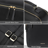 BOSTANTEN Leather Backpack 15.6 inch Laptop Bag Travel Casual Computer Backpack College Business Work Shoulder Bags with Trolley Sleeve for Women Men Black