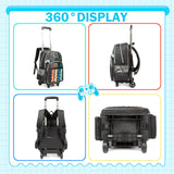 Meetbelify Backpack with Wheels for Boys Rolling Backpack Kids School Bag with Lunch Box Set for Elementary Student Travel Suitcase Laptop Luggage for Boys Age 6-8
