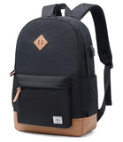 abshoo Classical Basic Womens Travel Backpack For College Men Water Resistant Laptop School Bookbag (USB Black)