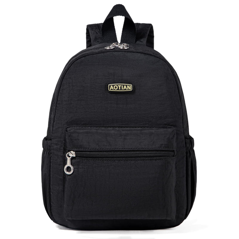 AOTIAN Mini Lightweight 11.8 Inch Backpack Durable Travel Hiking Women and Girls Small Daypack, 7 Liters Black