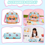 Meetbelify Kids Backpacks for Girls School Backpack with Lunch Bag Pencil Case for Elementary Student 3D Carton Plush Kids Travel School Bag for Girls Ages 6-8 Years Old