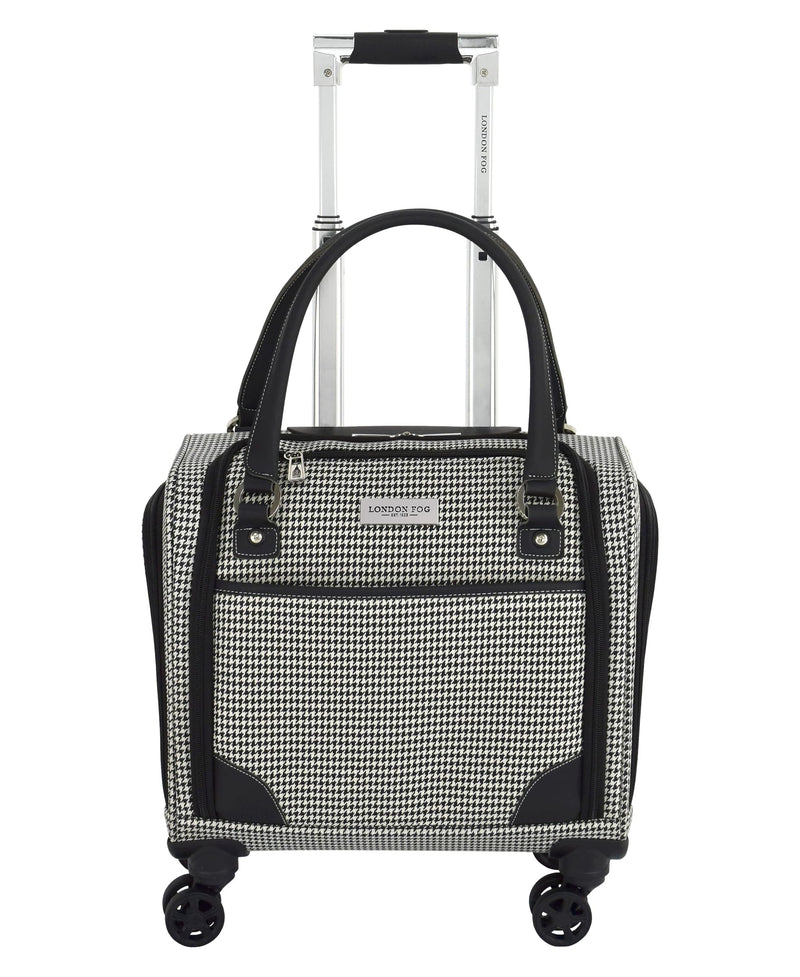 London Fog Cambridge 15" 8-Wheel Under the Seat Bag, Black White Houndstooth