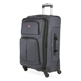 SwissGear Sion Softside Expandable Luggage – Medium Checked Suitcase with 360 Degree Wheels & Retractable Handle – 25 Inch, Perfect for 1-7 Night Trips – Dark Gray