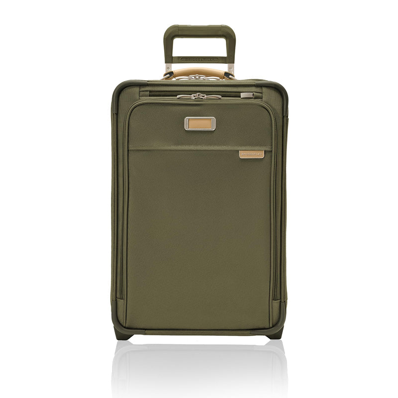 Briggs & Riley Essential 22" 2-Wheel Expandable Carry On - Luggage for Travel, Suitcases with Wheels, Softside Rolling Bag for Men & Women, Self-Repairing Zipper - Baseline Collection, Olive