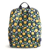 Vera Bradley Women's Premium Cotton Large Bancroft Backpack, Daffodils, One Size