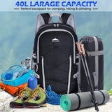 IGOLUMON Hiking Backpack 40L Packable Camping Backpack for Men Women Waterproof Lightweight Hiking Daypack Foldable Travel Daypack for Climbing Trekking Camping,Black