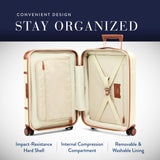 Bric's Bellagio 3.0 Spinner Trunk - Luxury Hardshell Carry On Luggage with Large Wheels,Telescopic Handle, Leather Detailing - Expandable Rolling Suitcase - 21", Cream