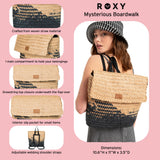 Roxy Mysterious Boardwalk Backpack | Straw | Beach | Vacation | Travel | Eco-Friendly | Lightweight | Natural/Black with Woven Strap