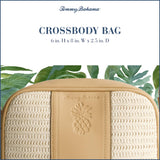 Tommy Bahama Camera Bag, Women's Mini Shoulder Handbag with Embossed Logo and Adjustable Shoulder Strap, Tan