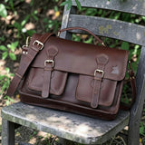 Leather Messenger Bag For Men - leather laptop bag briefcase for women - Mens Satchel Bag, 18 Inch Brown Genuine Buffalo Leather Computer Bag For Work