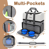 Mancro Dual Layers Dog Travel Bag, Pet Travel Bags with 2 Extra Large Food Containers, 2 Collapsible Dog Bowls, Multi-Pockets Tote Organizer for Pet Supplies, Road Trip Essentials, Weekend Camping