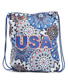 Vera Bradley Drawstring Backpack/Shoulder Bag, Fireworks Medallion/Red White Blue