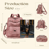 ROOSALANCE Backpack Purse for Women, Women Leather Back pack Purse Waterproof Anti-theft Shoulder Bags Handbags, Fashion Ladies Backpack for Daily Travel Work (Pink)