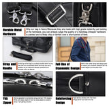 Masa Kawa Black Leather Briefcase for Men 17 Inch Laptop Computer Case Business Travel Work Messenger Cross Body Shoulder Bag