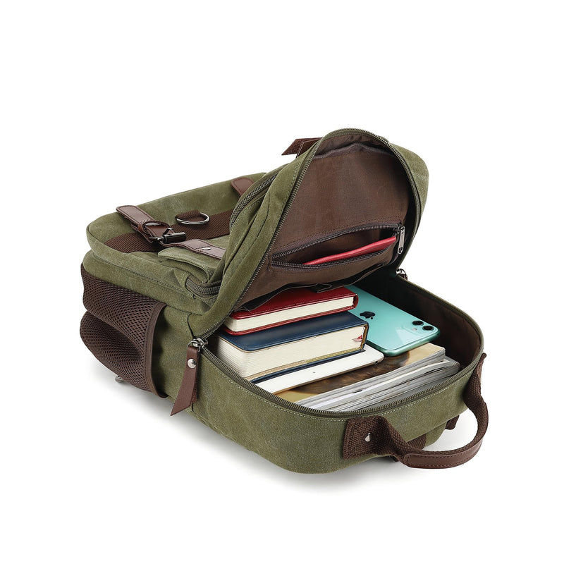 Vintage Canvas Crossbody Bag for Men - Lightweight Single Shoulder Laptop Bag for Casual Travel and Cycling - Green