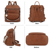 TANTOMI Backpack Purse for Women Large Leather Convertible Backpack Ladies Shoulder Bag Fashion Backpack Handbags for Travel and Work (Brown)