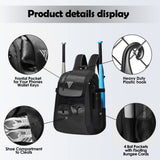 DAREKUKU Youth Baseball Backpack, Softball Bat Bag For Boys & Girls, T-Ball & Baseball Equipment & Gear, Durable Bat Backpack With Fence Hook, Shoe Compartment, Hold Bat, Glove, Helmet, Cleats