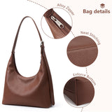 KALIDI Crescent Tote Bag, Women Underarm Handbag Vegan Leather Zipper Shoulder Purse Hobo for Evening Shopping Casual