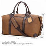 Polare 22” Waxed Canvas Cowhide Leather Travel Duffel Bag Waterproof Overnight Carry on Luggage Duffle 40L Sports Gym Weekender Bag