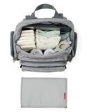 Skip Hop Diaper Bag Backpack with Portable Changing Pad, 9 Total Pockets, Easy-Access Wipes Pocket, Zippered Side Pocket, Luggage Sleeve & Stroller Straps, Fits a 15” Laptop, Luna, Heather Grey