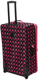 Rockland Fashion Softside Upright Luggage Set, Black/Pink Dot, 4-Piece (14/19/24/28)