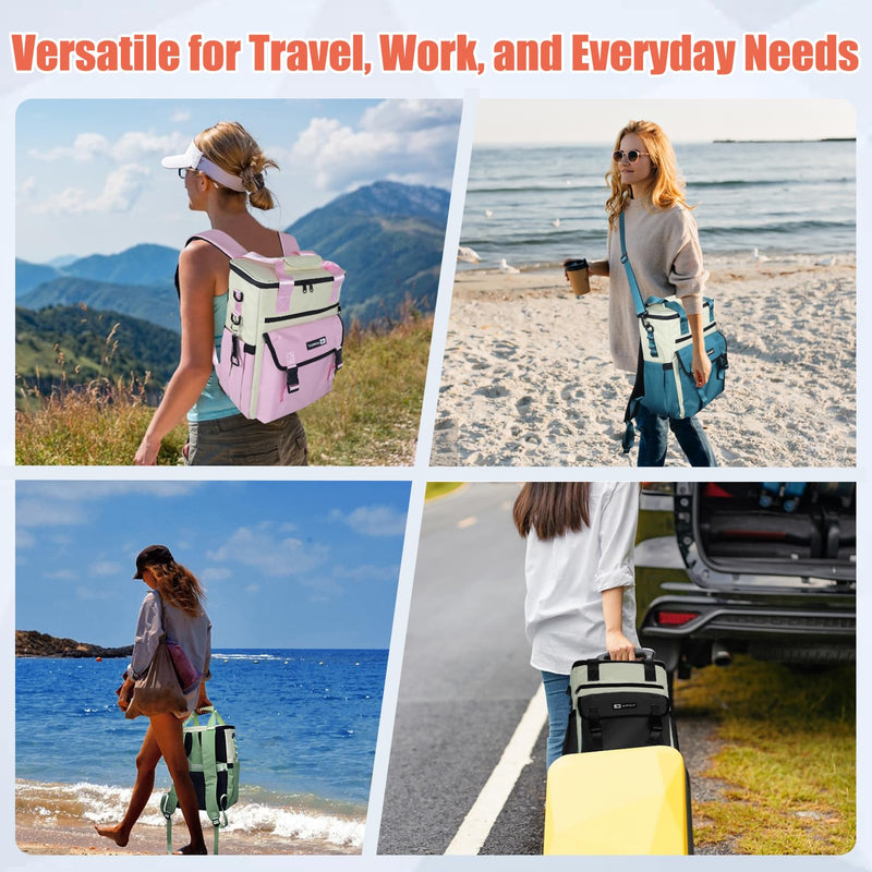 Backpack Cooler for Women, AYAMAYA Stylish 35 Cans Leakproof Soft Cooler Backpack, Waterproof Insulated Lunchbox Shoulder Bag Keeps Cold for Up to 18 Hours for Camping, Beach, Work, Picnic, Green