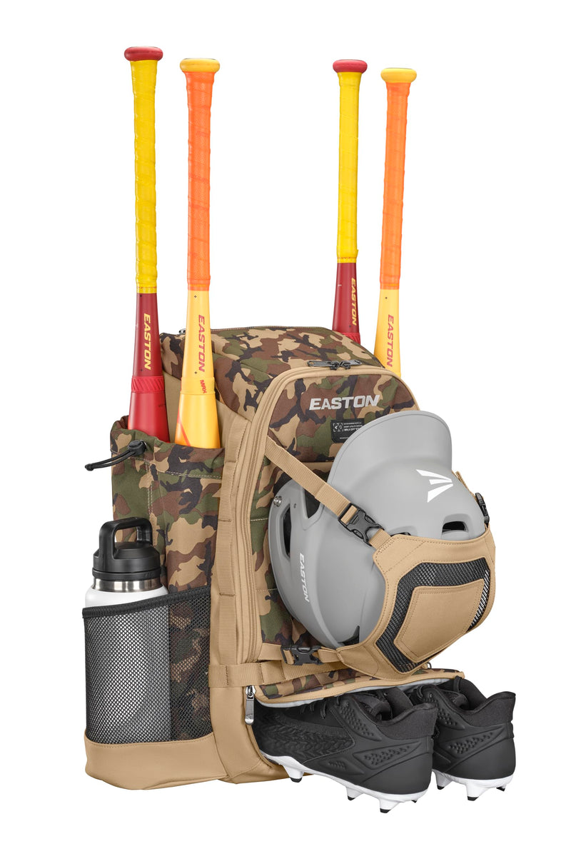 Easton | Walk-Off Ethos Backpack Equipment Bag | Baseball & Softball | Tan Army Camo