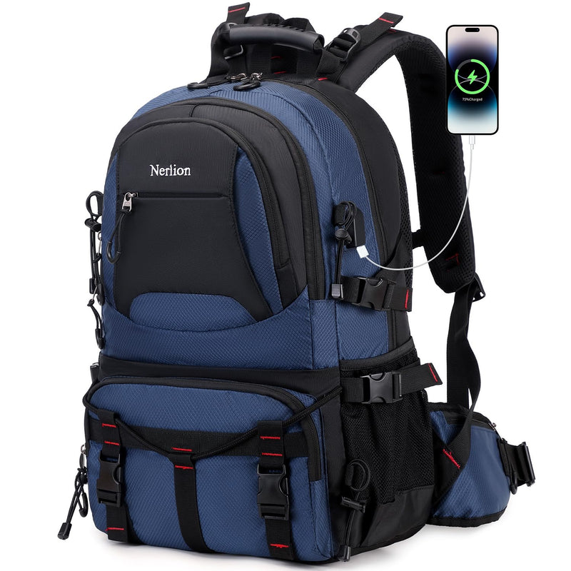 Nerlion 40L Hiking Backpack Travel Backpack for Men Women Camping Waterproof Outdoor Hiking Daypack Lightweight Backpack (Blue)