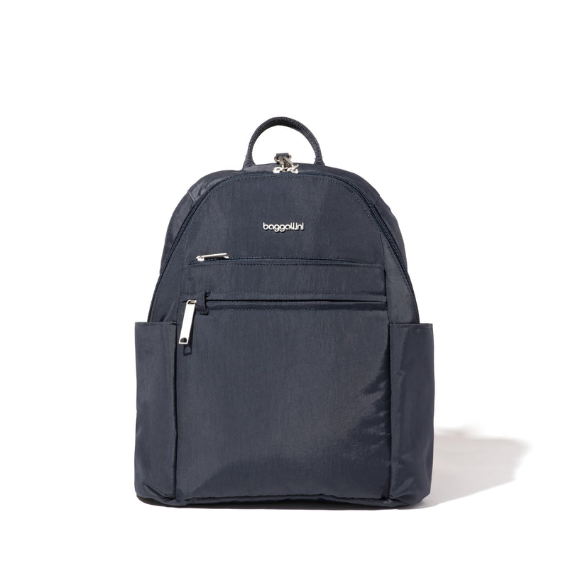 Baggallini Securtex® Anti-theft Vacation Travel Backpack 10x13 Slash-Resistant Nylon Daypack w/RFID, French Navy