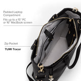 TUMI - Voyageur Vail Leather Tote - Women's Lightweight, Multipurpose, Everyday Bag with Crossbody Strap and Laptop Storage - Medium, Black with Light Gold Hardware