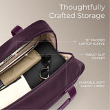 Briggs & Riley Weekender Tote Bag for Women & Men - Nylon Tote Bag for Weekend Travel & Work, Carry On Handbag with Shoulder Strap, Smooth Zipper, Fits 15" Laptop - Rhapsody Collection, Plum