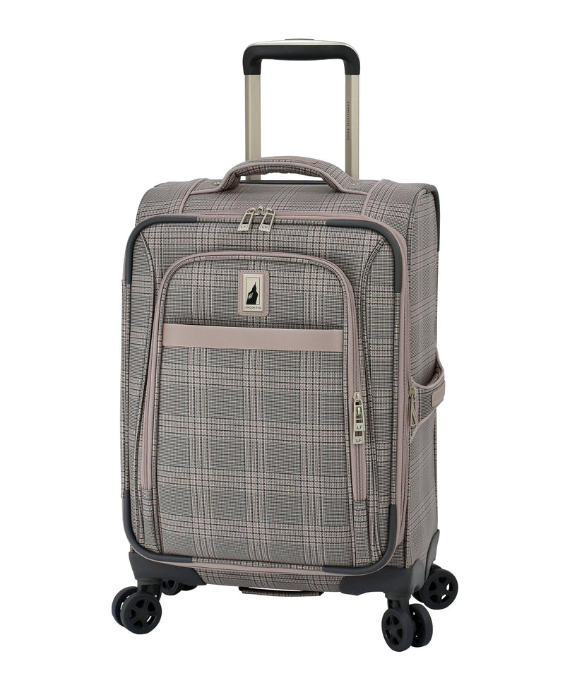 London Fog Brentwood IV 20" Expandable Spinner Carry-On Softside Suitcase, Rose Charcoal