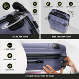 Kenneth Cole REACTION Out of Bounds Lightweight Hardshell 4-Wheel Spinner Luggage, Smokey Purple, 20-Inch Carry On