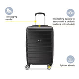 DELSEY PARIS Margot Hardside Luggage, Dual Wheel Spinners for Smooth Travel, Expandable with Spacious & Organizable compartments, Men and Women, Black, Carry-On 20-Inch