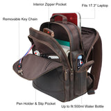 TIDING Full Grain Leather 17.3 Inch Laptop Backpack for Men Large Capacity Travel Weekender Camping Daypack Rucksack