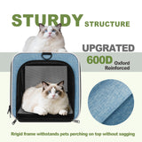 GAPZER Cat Carrier 18 x 11 x 11 Top Loading Soft-Sided Pet Travel Bag Over 15lbs, Portable Small Dog Puppy Car Crate 10 lbs, Chihuahua Kennel Carry Case, Kitty Cloth Cage Medium Cat Under 25 Blue