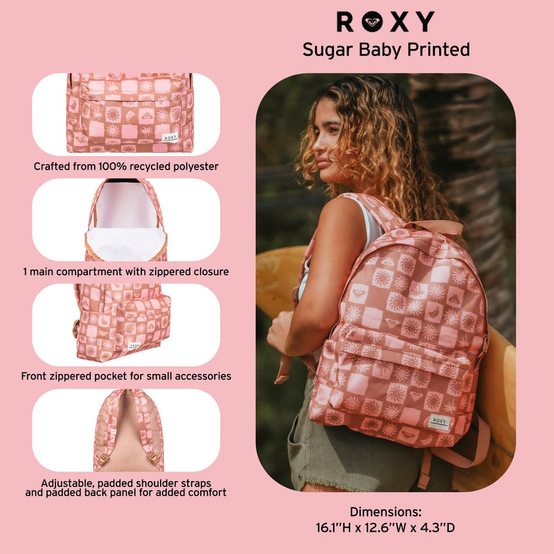 Roxy Women's Sugar Baby Backpack | Travel |Vacation | Work | Everyday Carry | 16L Capacity - Anthracite Sunny Floral Swim