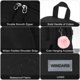 WINDARS Backpacks for Girls, 15.6 Inch School Bag Cute Waterproof Laptop Bookbag Large College Backpack for Teen Women Students Anti Theft Travel Daypack, Black