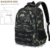 JIANYA Boys Backpack Kids School Backpack Big Student Laptop Backpack Middle School Bookbag Teen Boy Travel Daypack, 17.7 IN Camo Green