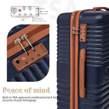 Cobens 5 Piece Luggage Sets with Spinner Wheels and Tsa Lock, Hardshell ABS Suitcase Set, Lightweight Hardside Waterproof Travel Suitcases for Men Women, 20", 24", 28" DarkBlue