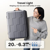 SHOWKOO Luggage Sets 3 Piece Hardside Expandable Lightweight PC Suitcase Sets with Double Spinner Wheels TSA Lock YKK Zipper, Sliver Gray