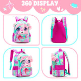 Meetbelify Cute School Backpacks for Girls Backpack with Lunch Bag for Elmentary Students Kids Travel Bookbag for Girls Age 6-12