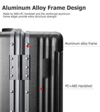 feilario Aluminium Frame PC Hard Shell Spinner Wheels Luggage,20.8"X15"X8.7 Airline Approved Built-In TSA lock Carry on Suitcase, with Cup Holder, USB Port, Phone Holder
